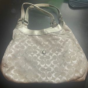 sliver coach shoulder bag with matching wallet